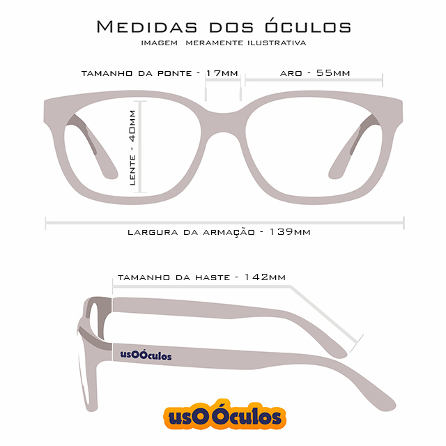 Armação para Óculos de Grau  Retangular Masculina Preta e Cinza